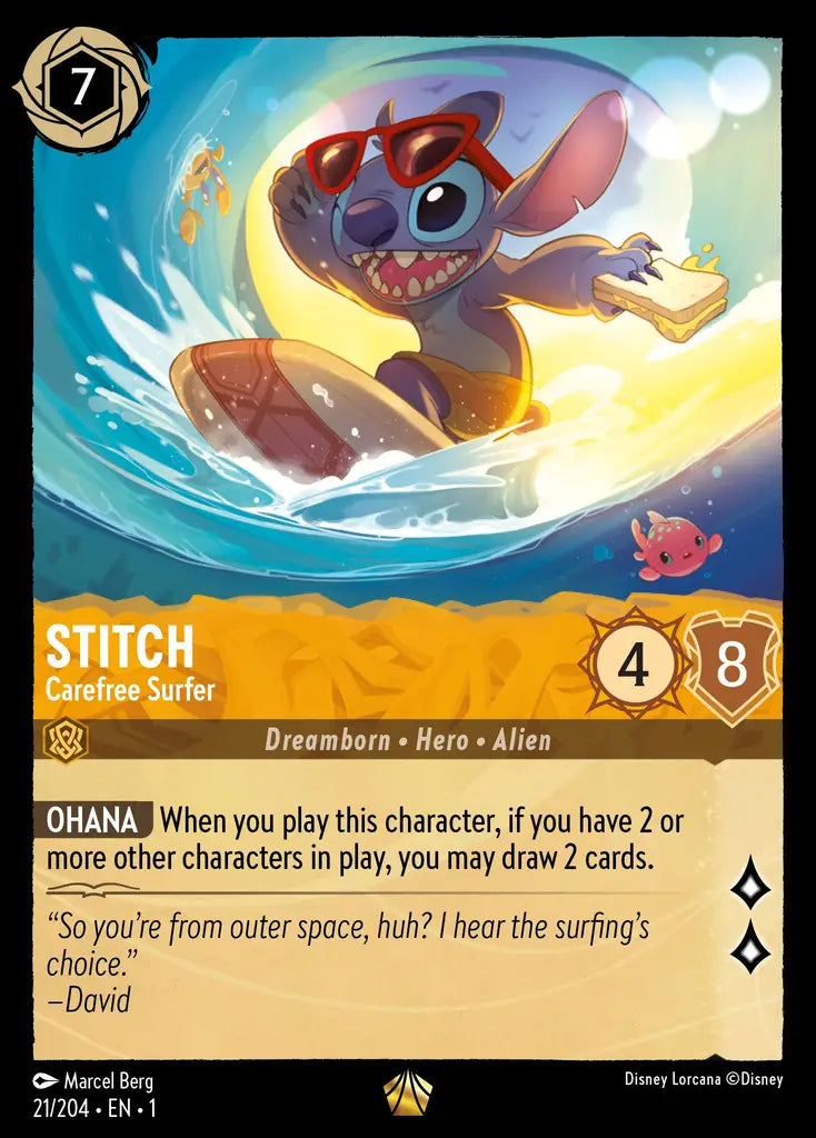 01 The First Chapter - 021/204 - Stitch - Carefree Surfer - FOIL