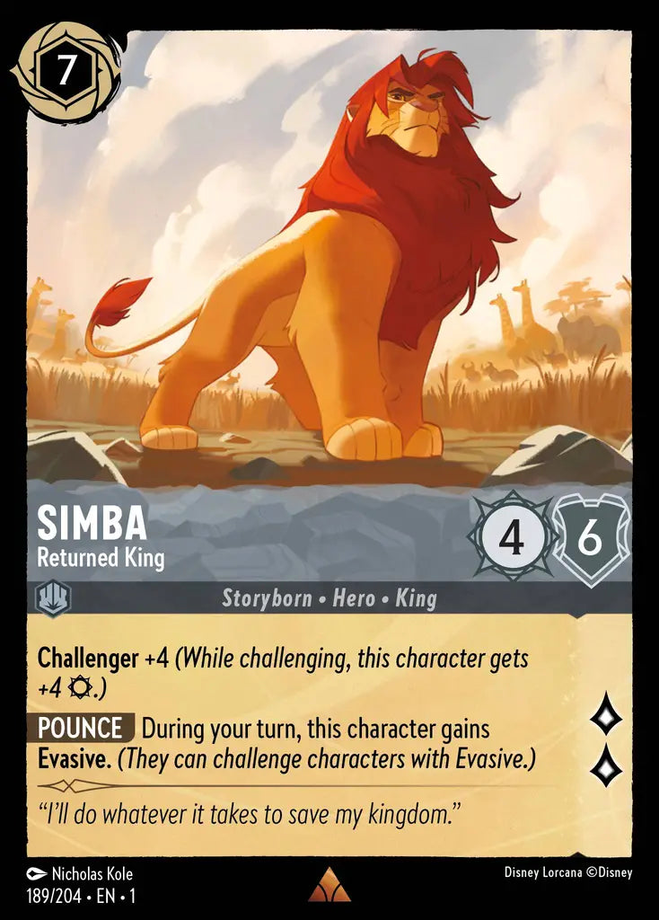 01 The First Chapter - 189/204 - Simba - Returned King - NON FOIL