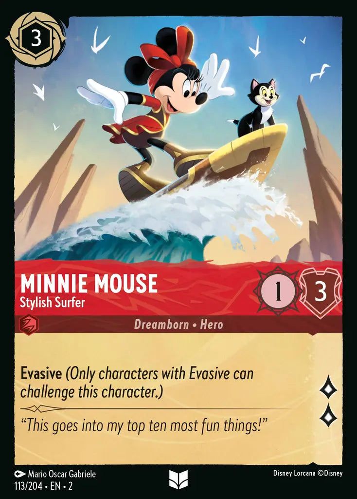 02 Rise of the Floodborn - 113/204 - Minnie Mouse - Stylish Surfer - FOIL
