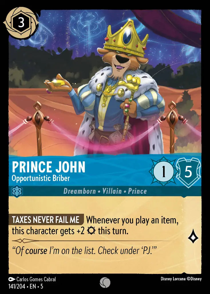 05 Shimmering Skies - 141/204 - Prince John - Opportunistic Briber - FOIL