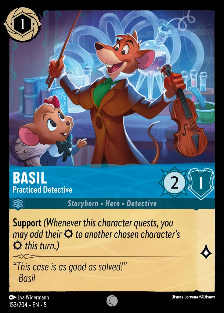 05 Shimmering Skies - 153/204 - Basil - Practiced Detective - FOIL