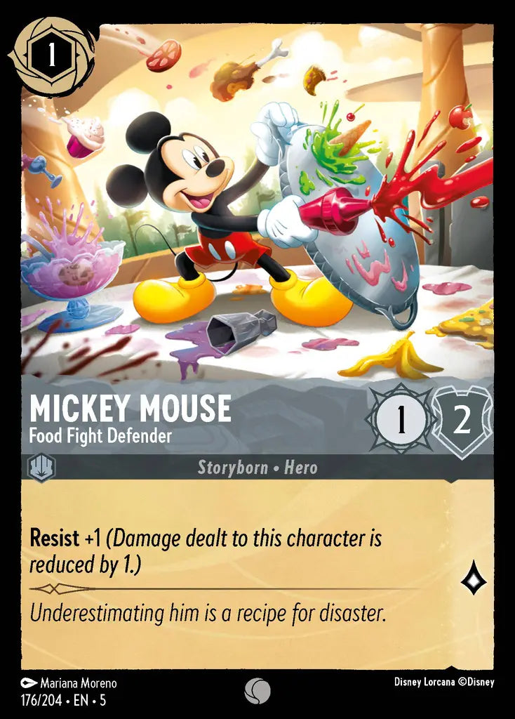 05 Shimmering Skies - 176/204 - Mickey Mouse - Food Fight Defender - FOIL