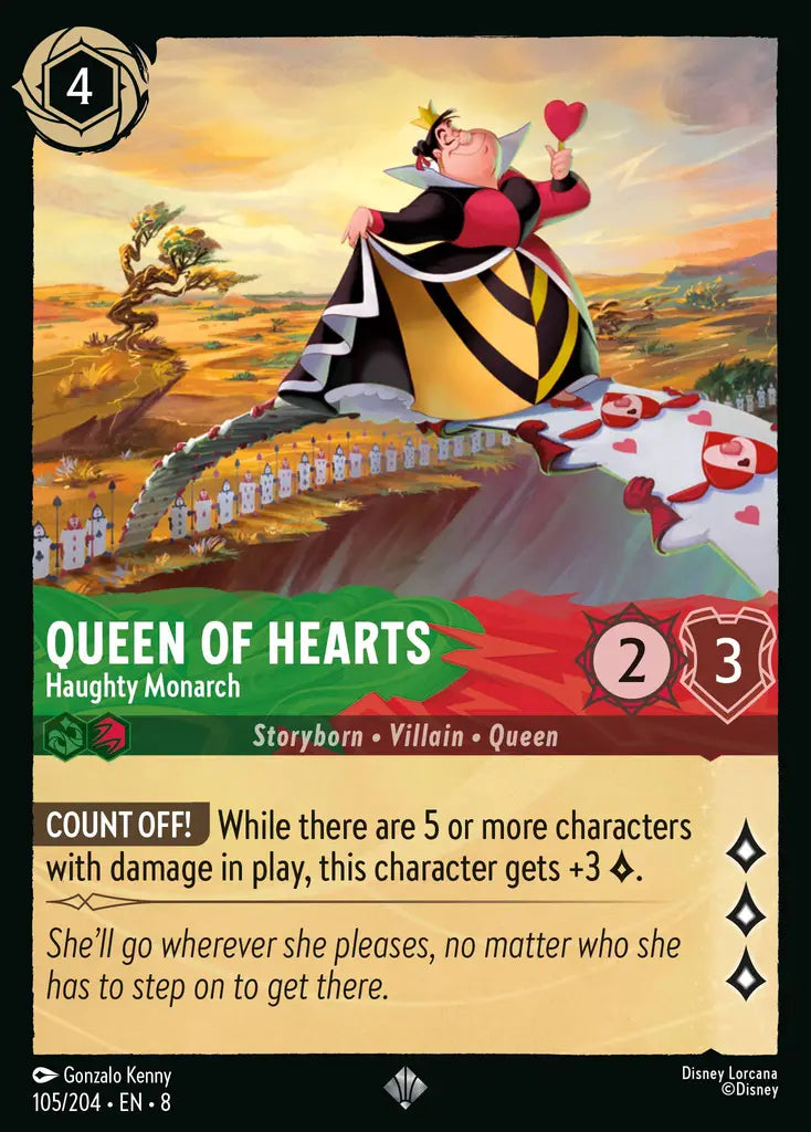 08 Reign of Jafar - 105/204 - Queen of Hearts - Haughty Monarch - FOIL