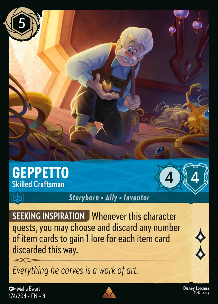 08 Reign of Jafar - 174/204 - Geppetto - Skilled Craftsman - FOIL