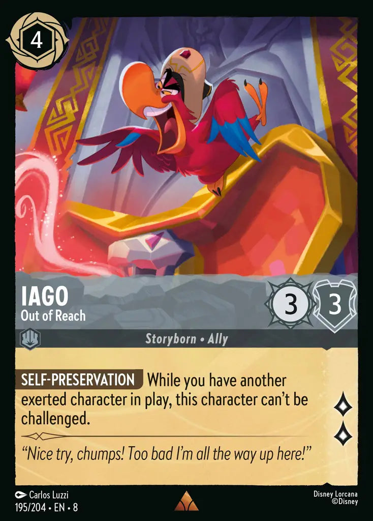 08 Reign of Jafar - 195/204 - Iago - Out of Reach - FOIL