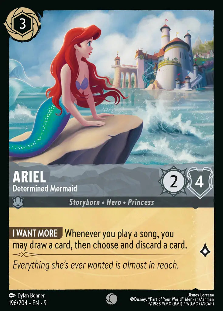 09 Fabled - 196/204 - Ariel - Determined Mermaid - FOIL